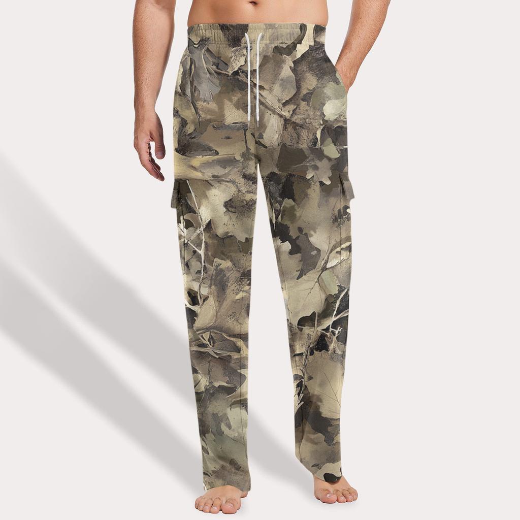 Herren Locker Lässige Mehrfach-Taschen Arbeitshose, Jugendliche Stretch-Taille Kordelzug Hose