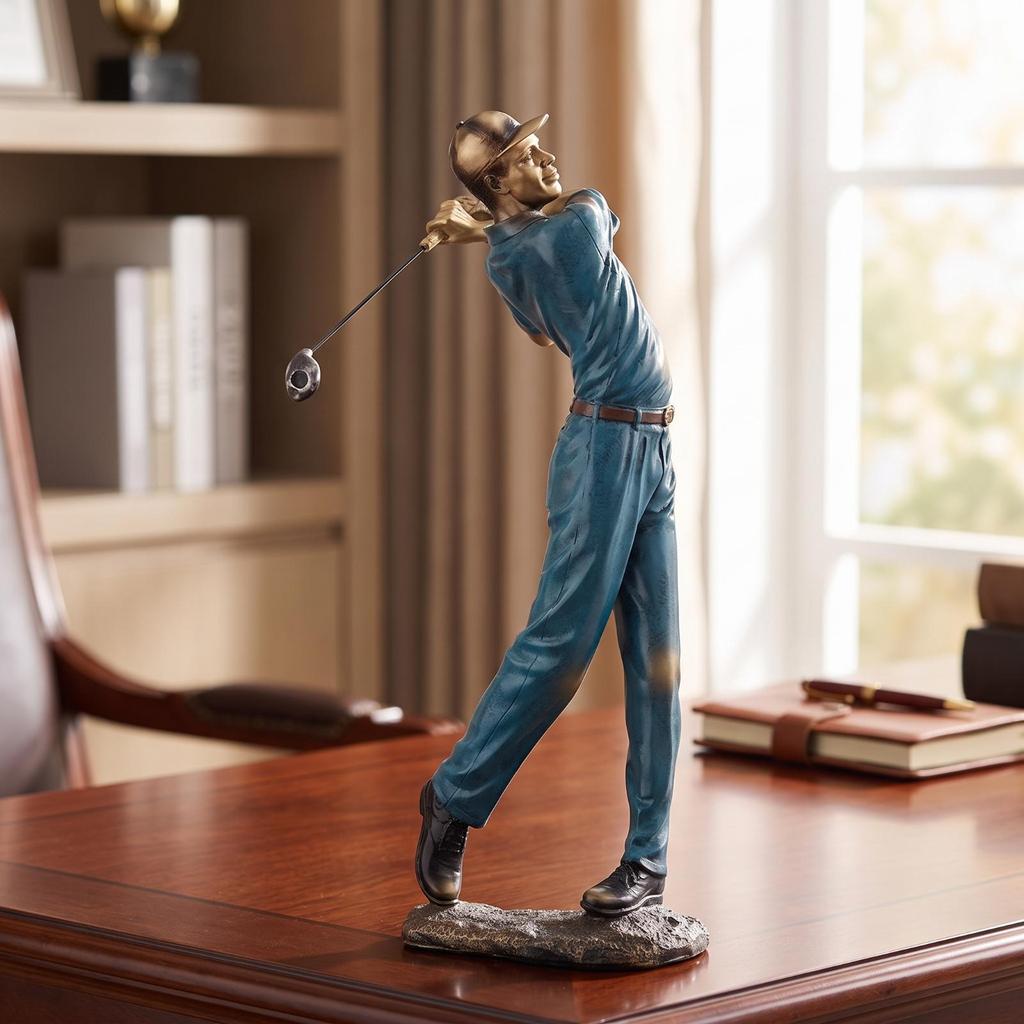 Golfer Figurine Sculpted Golf Modern for Office, TV Cabinet, Golfers