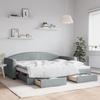VidaXL Daybed with Trundle and Drawers Light Grey 90x200 Cm Fabric 3197224