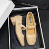 Mary Jane Shoes for Women New Fashion Medium Heeled Women Single Shoes Soft and Comfortable Red Ballet Shoes Zapatos De Mujer