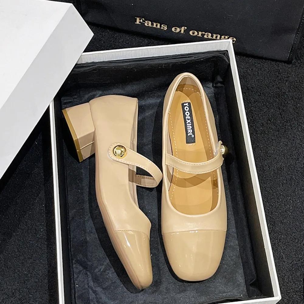 Mary Jane Shoes for Women New Fashion Medium Heeled Women Single Shoes Soft and Comfortable Red Ballet Shoes Zapatos De Mujer