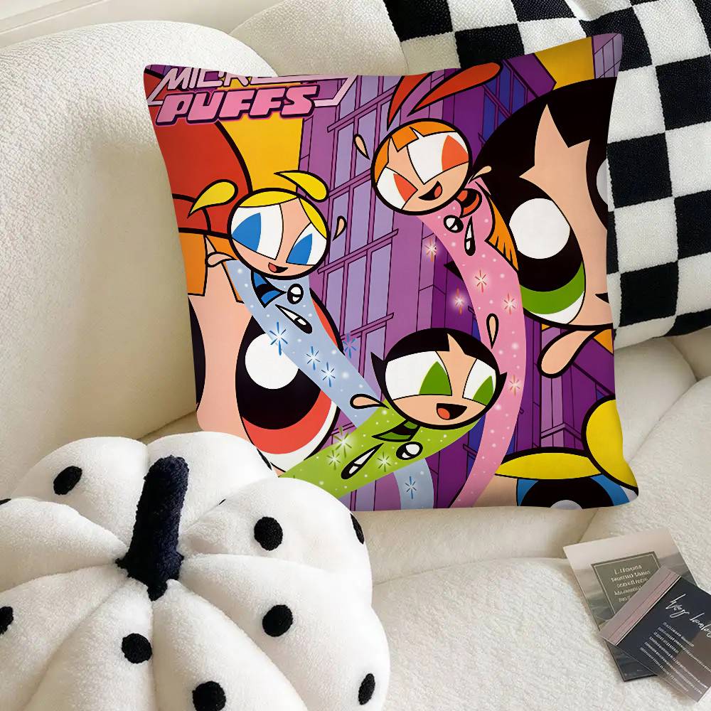 The Cartoon P-Powerpuffs Star Girls Pillow Case Square Pillow Bedroom Sofa Leisure Comfort Cushion Car Home Decoration