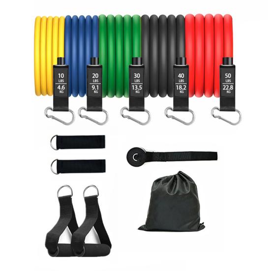 11 Pcs Resistance Bands Set Stretch Exercise Bands with Handles Home Gym Workout Bands Up To 100lbs for Physical Therapy Strength Training