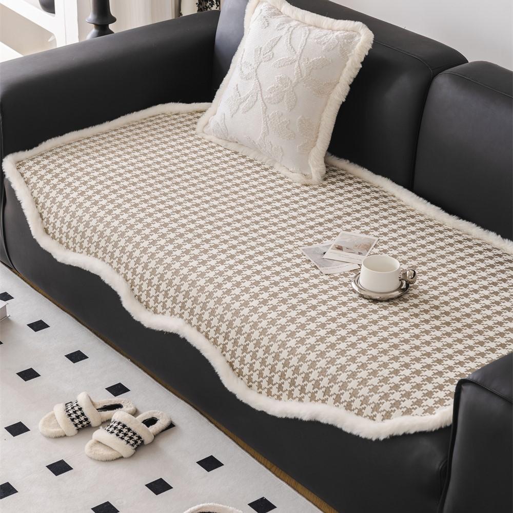 

Винтажные чехлы на диваны с узором «гусиные лапки», плюшевый секционный диван, нескользящий чехол для дивана, мебель, защитная подушка, ковер 90x90