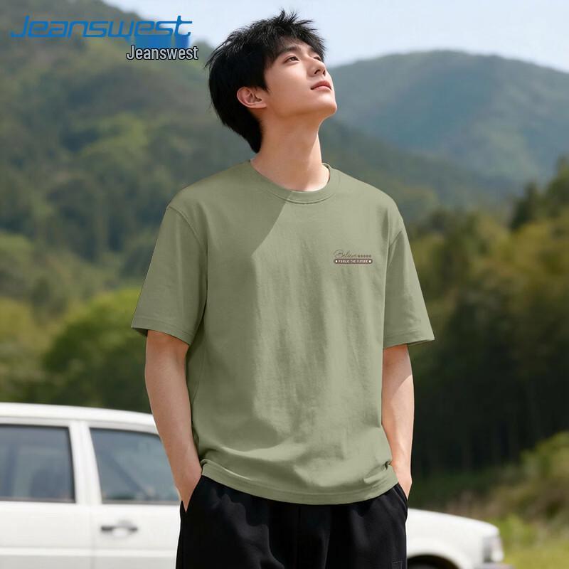 Jeanswest Men s 2026 Summer Heavy Cotton Loose Fit Letter T-Shirt 2XL
