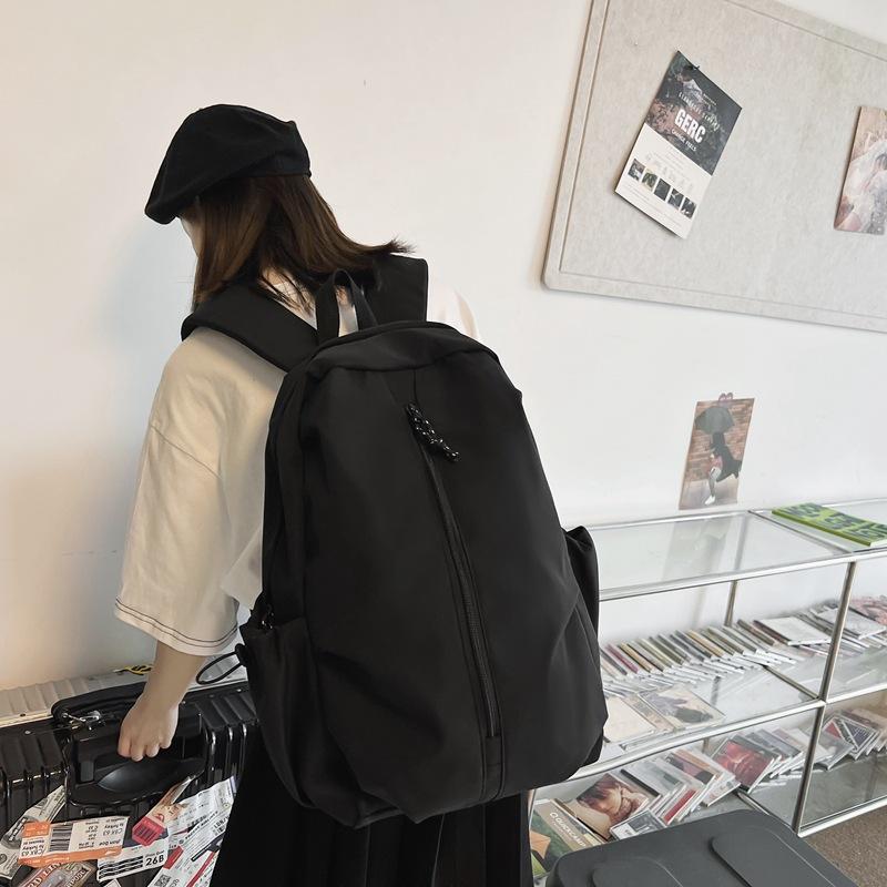 Schoolbag Female Junior High School Students High School Student Backpack Large Capacity Solid Color Backpack