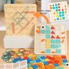 2-In-1 Wooden Mosaic Puzzle & Pegboard Set - Creative Shape Building Double-Sided Early Fun Montessor Benefit Intelligence Game