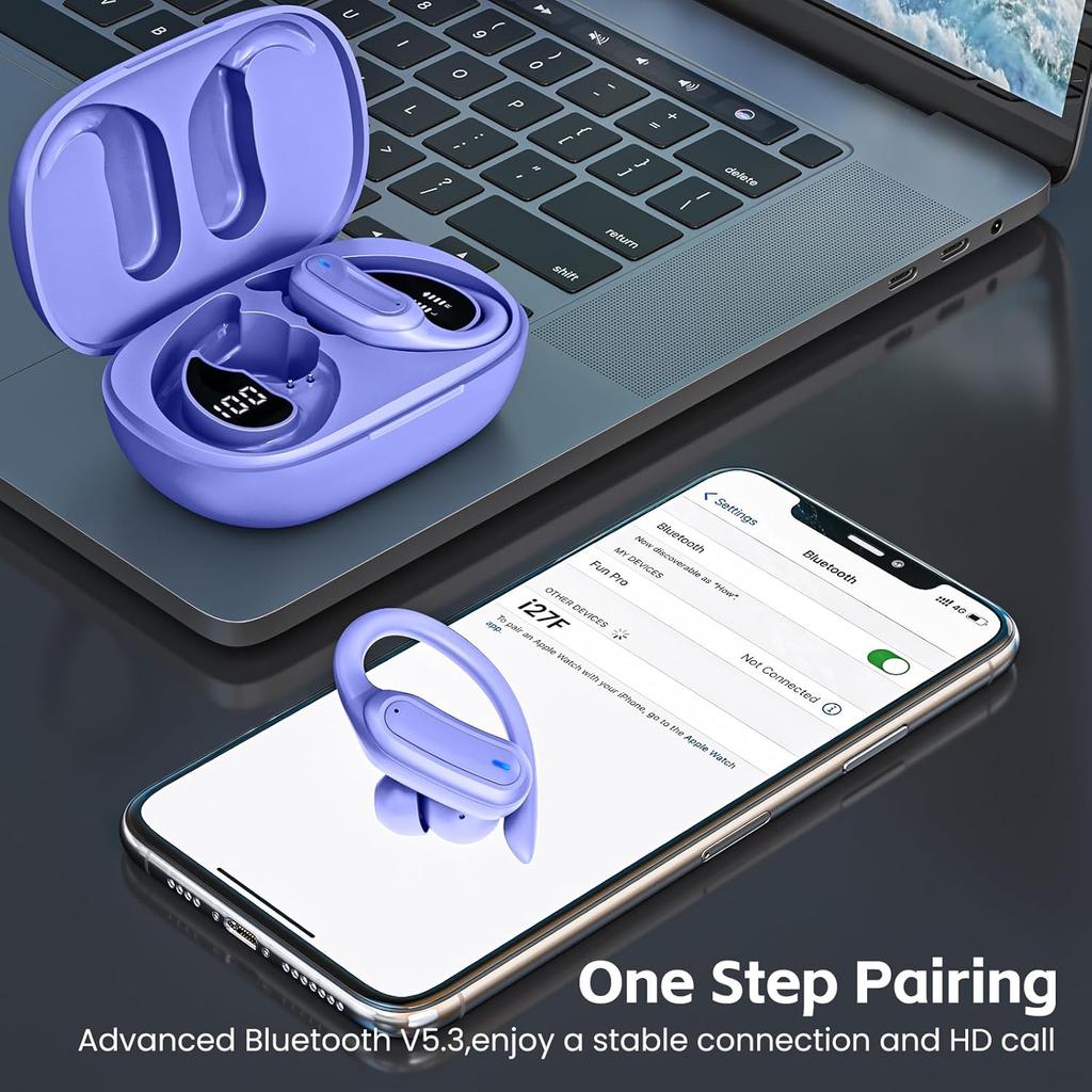 Wireless Earbuds, Bluetooth 5.4 Headphones, True Wireless Stereo Earphones with IPX7 Waterproof, Noise Cancelling Mic, Fast Charging and Comfort Fit