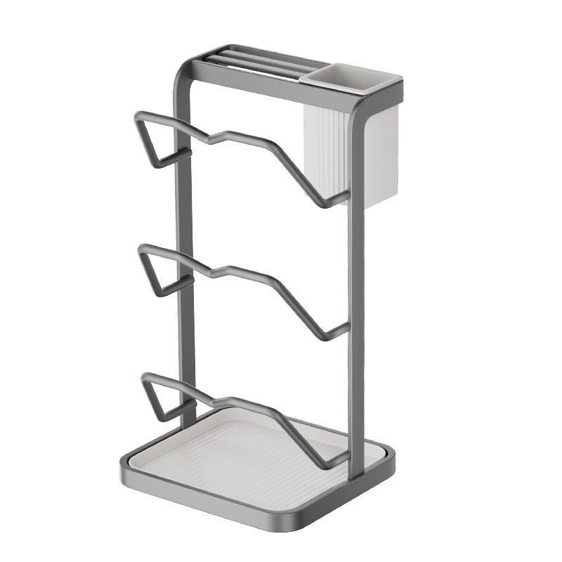 Wall-Mounted Multi-Functional Storage Rack: Cutting Board, Lid, Knife, Spoon, Chopstick Holder - No-Drill Installation.