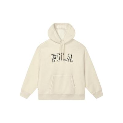 Fila American Vintage Letter Hooded Sweatshirt Unisex Sweatshirt Milk-White F11U339203F-IV