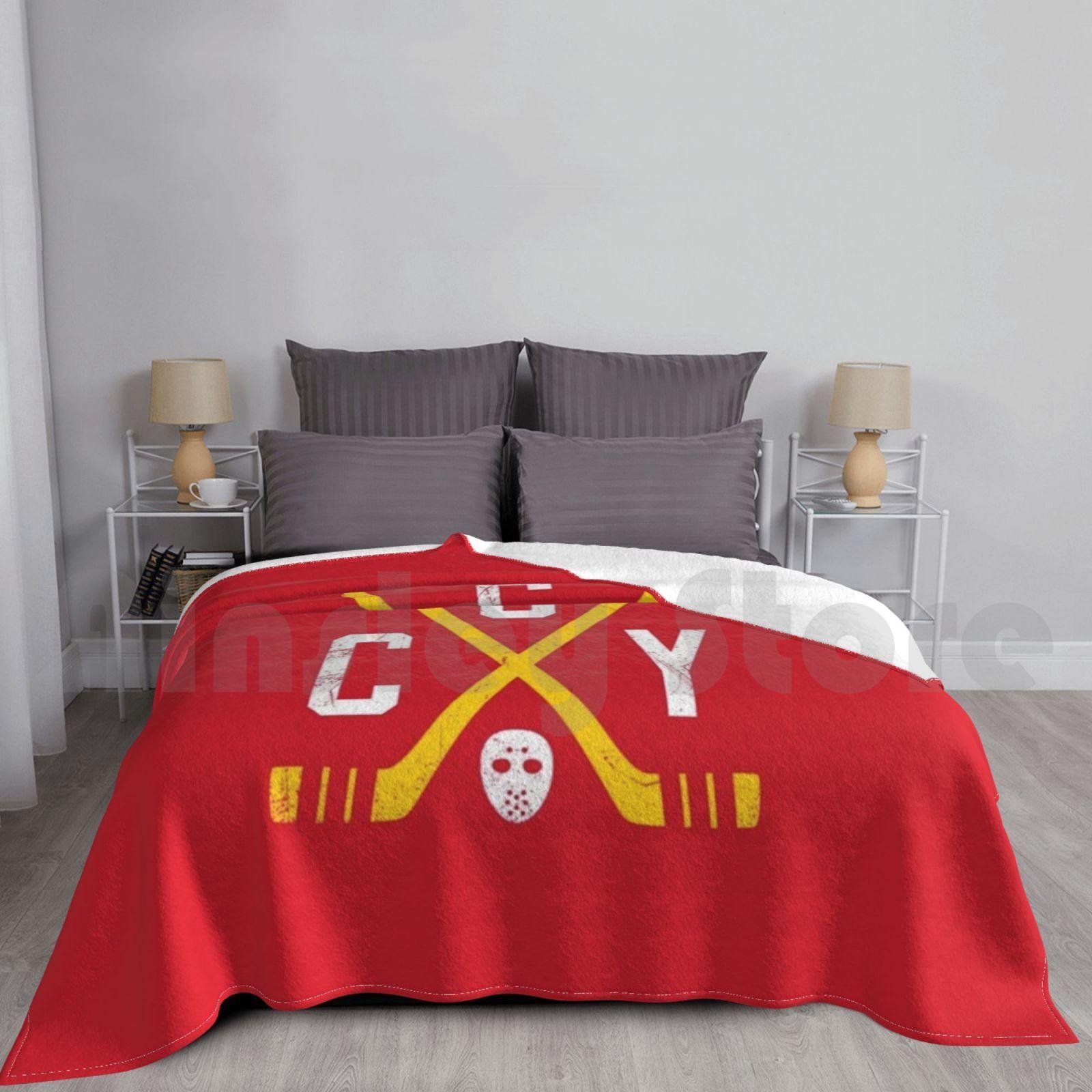 Cgy Retro Sticks-Red Blanket Fashion Custom Canada Calgary Canada Vintage Retro Hockey Size: 75*100cm, Weight: 230 GSM