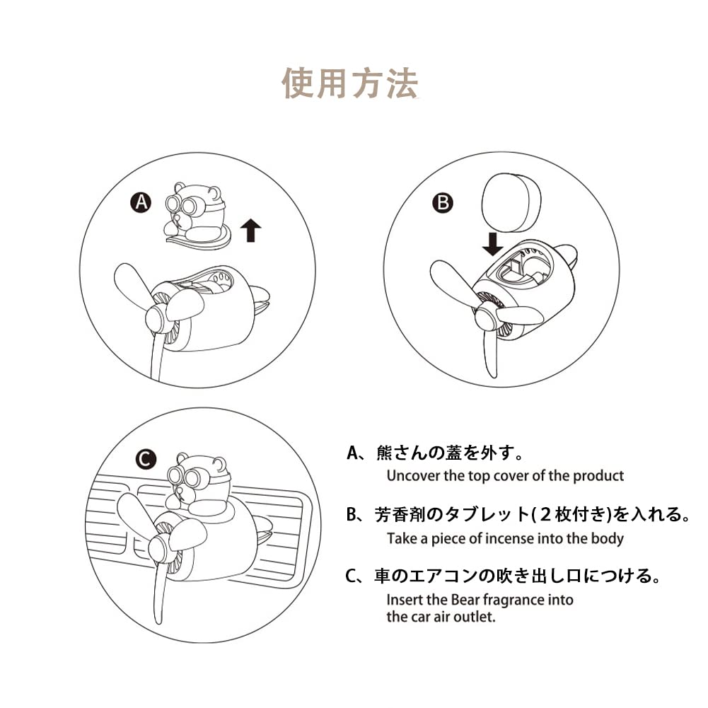 Auto Bär Pilot Stilvoller Clip-Typ Klimaanlagenmontiert Desinfizierend Geschenk Autodekoration (Schwarz)