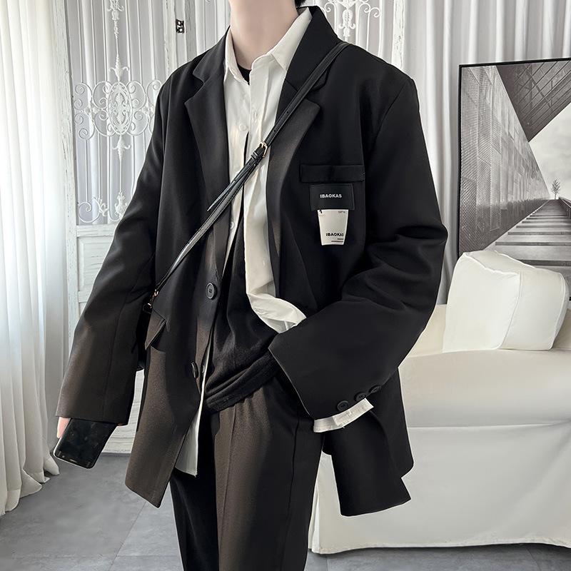 

2023 Британский мужской элегантный белый пиджак: Осенний Тонкий Высококлассный Модный Красивый Стиль L чёрный