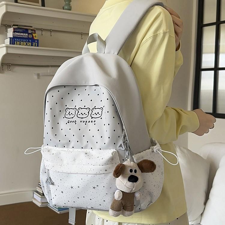 Schoolbag Middle School Student Schoolbag Korean High-value Fresh and Sweet Polka Dot Backpack Junior High School Student Lightweight Large-capacity