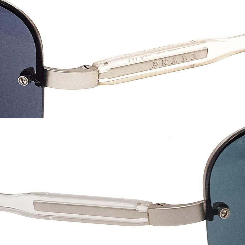 Used PRADA sunglasses silver clear navy half rim ladies men unisex unisex
