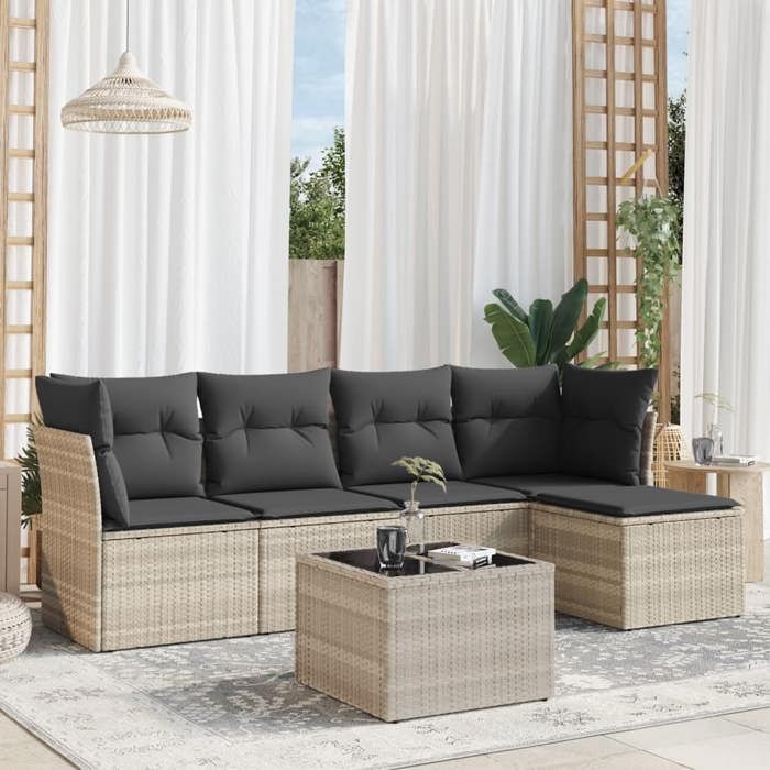 VidaXL Garden Lounge Set with Cushions 6 Pcs, Sofas with Adjustable Feet, Outdoor Furniture Set Patio Terrace, 3217572