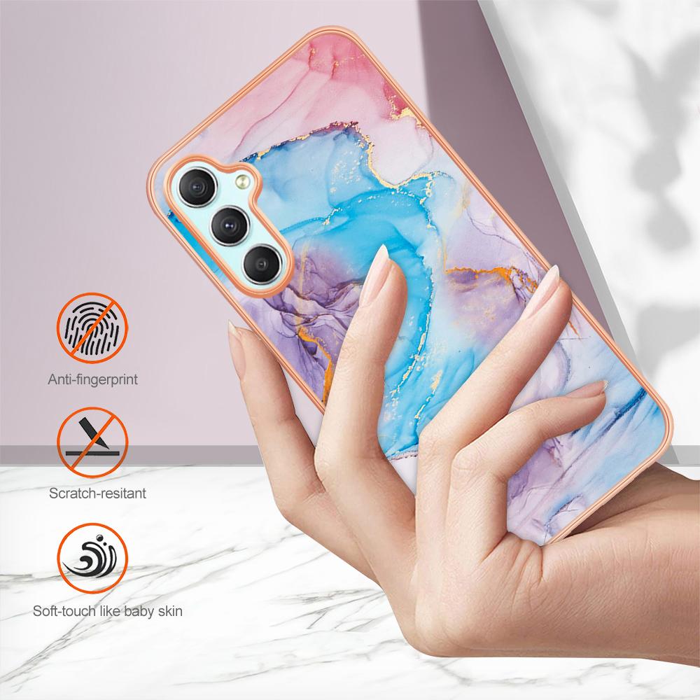 For Samsung Galaxy A25 5G (Global) (161.0 x 76.5 x 8.3mm) Case with IMD Marble Flower Pattern TPU Mobile Back Cover