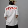 Seutailligseu Lettering D Pure Cotton Oversized Short Sleeve T-Shirt 4 Colors