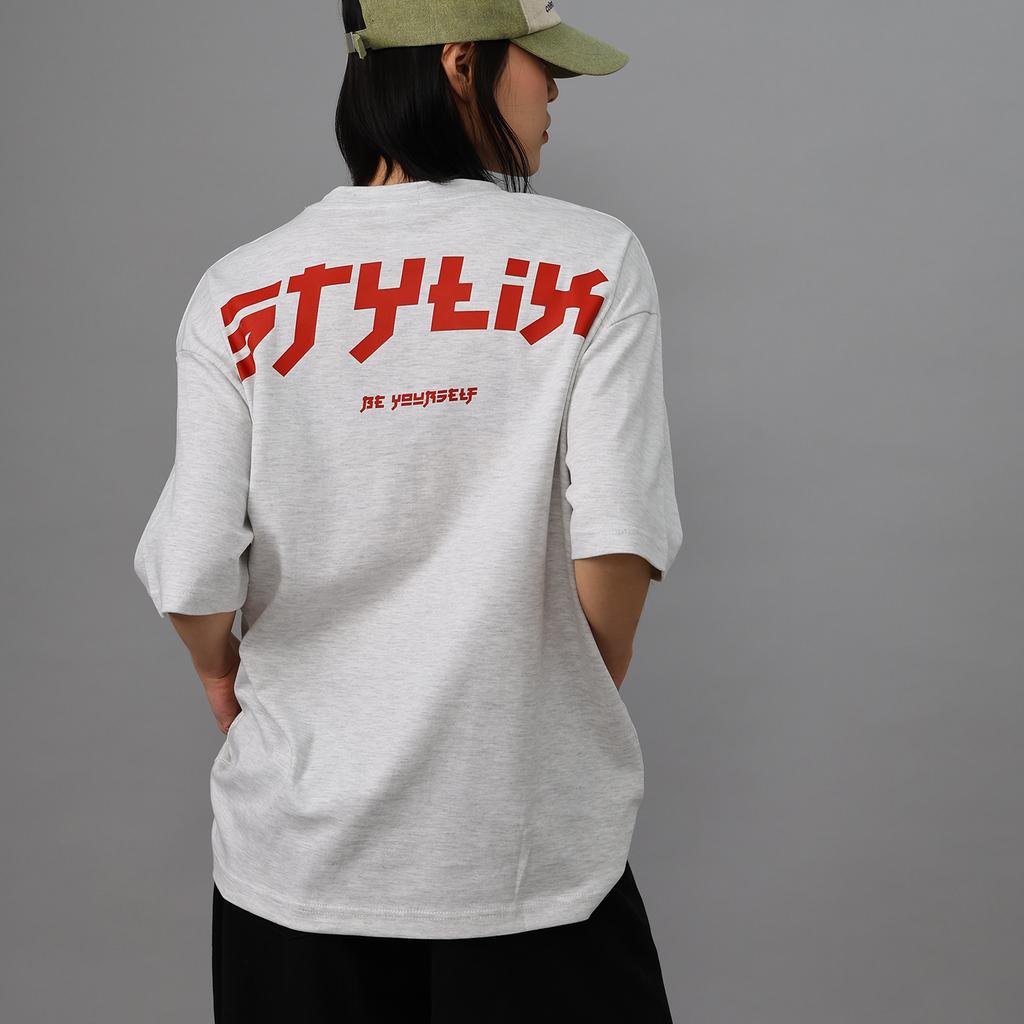 Seutailligseu Lettering D Pure Cotton Oversized Short Sleeve T-Shirt 4 Colors