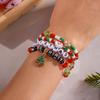 Colorful Beaded Christmas Bracelet Set For Women Men Santa Claus Snowman Snowflake Pendant Bangles New Year Party Jewelry