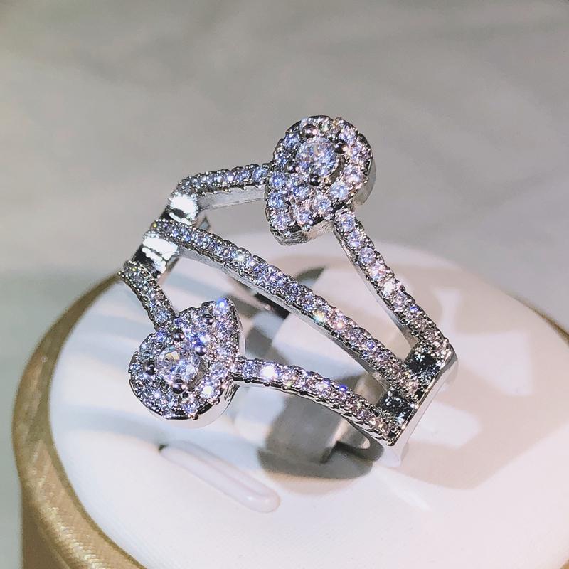 High Quality Double Water Drop Symmetry Creative Ring 925 Sterling Silver Suitable For Couples Party Valentine 'S Day Gifts
