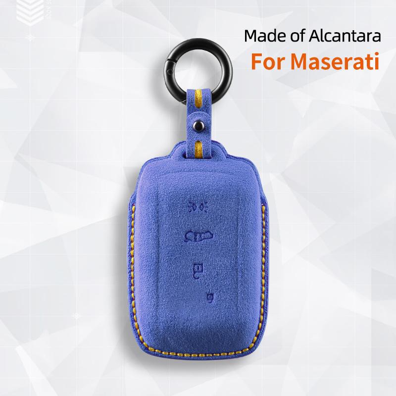 Suede Car Key Case Cover 4 Buttons Keychain F For Maserati Grecale Levante Gt Auto Accessories