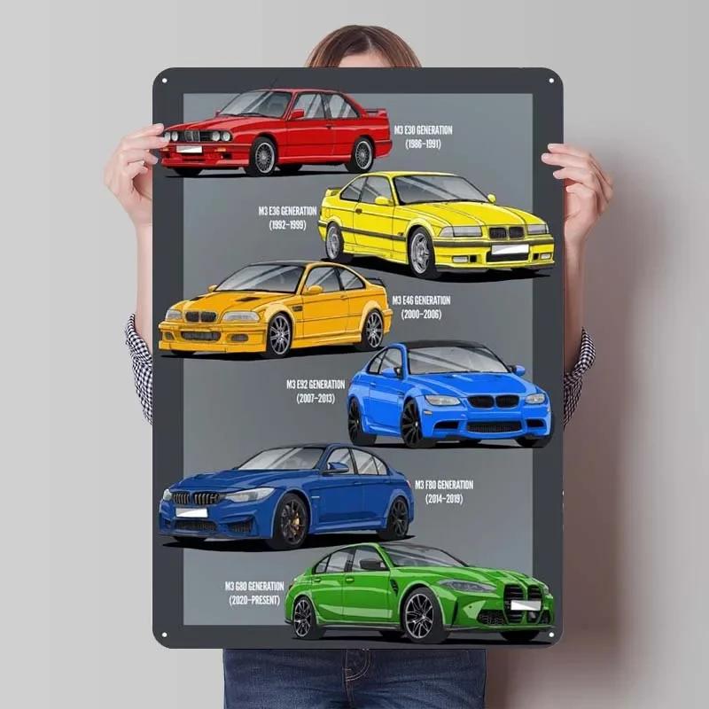 BMW Schild Oldtimer Poster Retro Metall Blechschild Plakette für Garagen Wandkunst Dekoration Kaffee Bar Vintage Heimdeko Artikel Zimmer