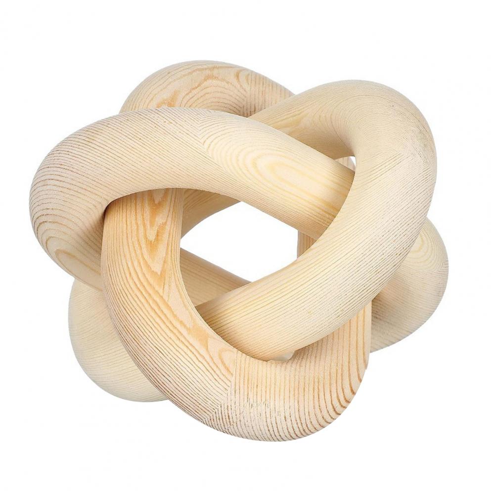 Wood Knot Decor Rustic Farmhouse Accent Hand Carved 3-Link Wood Chain Link Decor Living Room Bedroom Office Coffee Table Decor