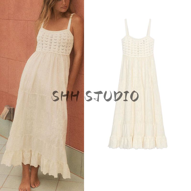 Summer New Product Women's Clothes Bowknot Decoration Patchwork Fashionable Knitted Sling Midi Skirt Dress 6236010