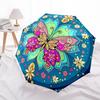 Colorful Butterfly Mandala Automatic Opening Folding Umbrella - Portable 3-Fold Design with Iron Frame -, Travelers, Daily Use - Perfect Gif