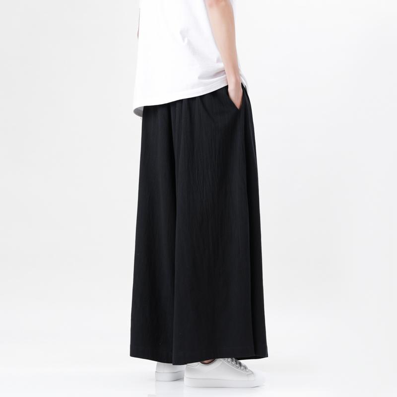 Pantalones de Lino y Algodón de Pierna Ancha Estilo Chino Retro Japonés Harajuku para Hombre Verano Transpirables Streetwear Sueltos Casuales