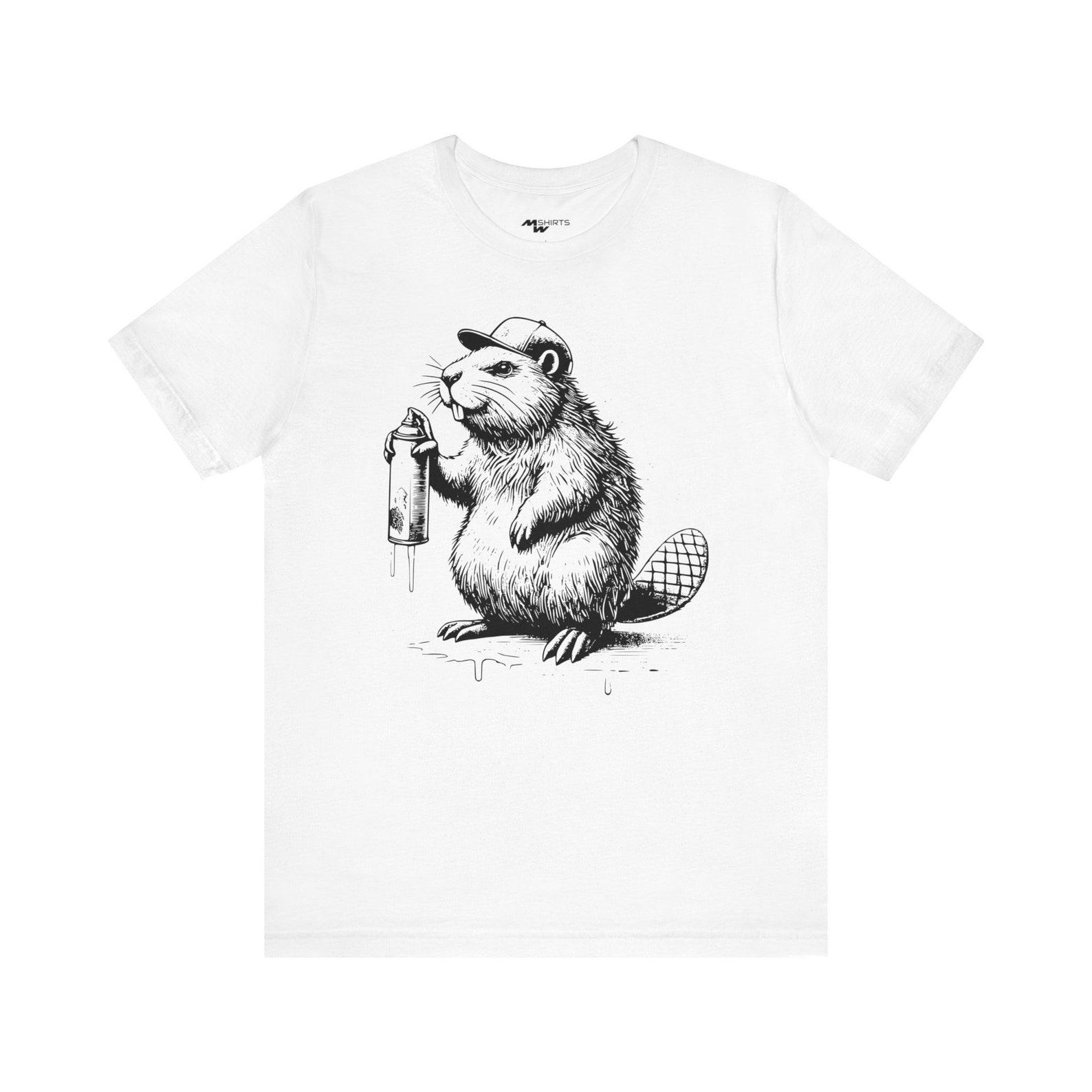 Graffiti Beaver T-Shirt - Copper Engraving Vintage Style/ Unisex Jersey Short Sleeve Tee 2XL