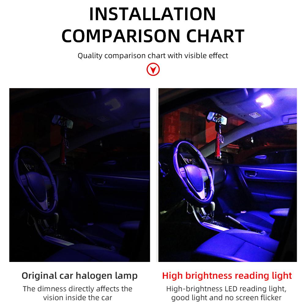 1x Festoon LED Reading Light 8SMD Blue White with T10 BA9s C5W Socket Car Wedge Interior Dome Auto Width License Plate Lamp 12V