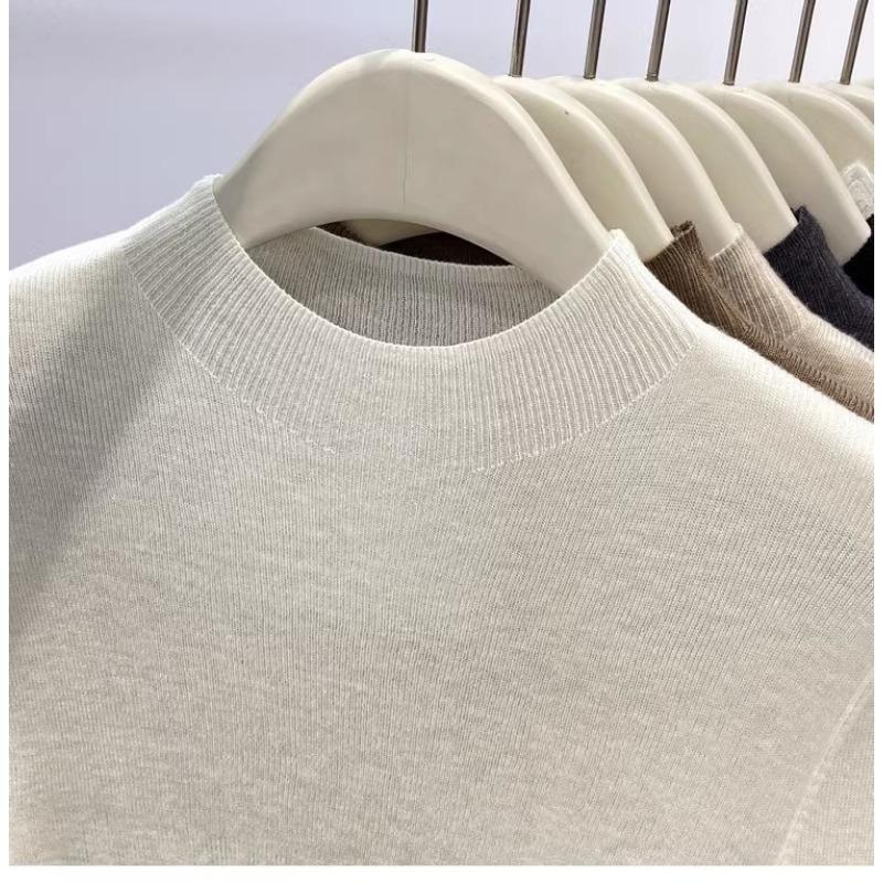 Autumn Winter New Semi-turtleneck Knitted Women Sweater Female Slim Fashion Elegant Pullover Thin Inner Bottoming Shirt Solid Loose Casual Simple Tops