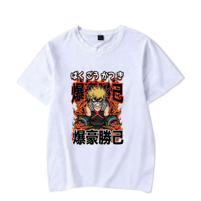 

Забавная футболка с принтом Бакугоу Кацуки для женщин и мужчин, летняя повседневная рубашка с коротким рукавом, модные свободные топы, футболки с аниме XXXL белый