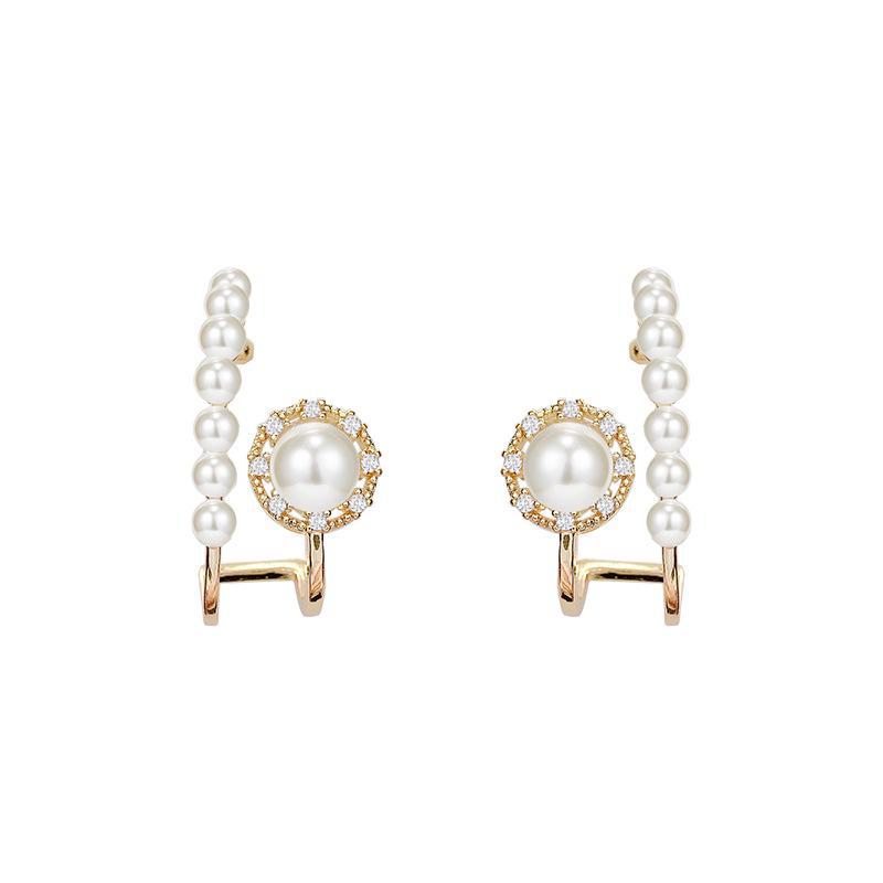 French Retro Geometric Pearl Earrings - S925 Silver Needle, High-End Light Luxury Design