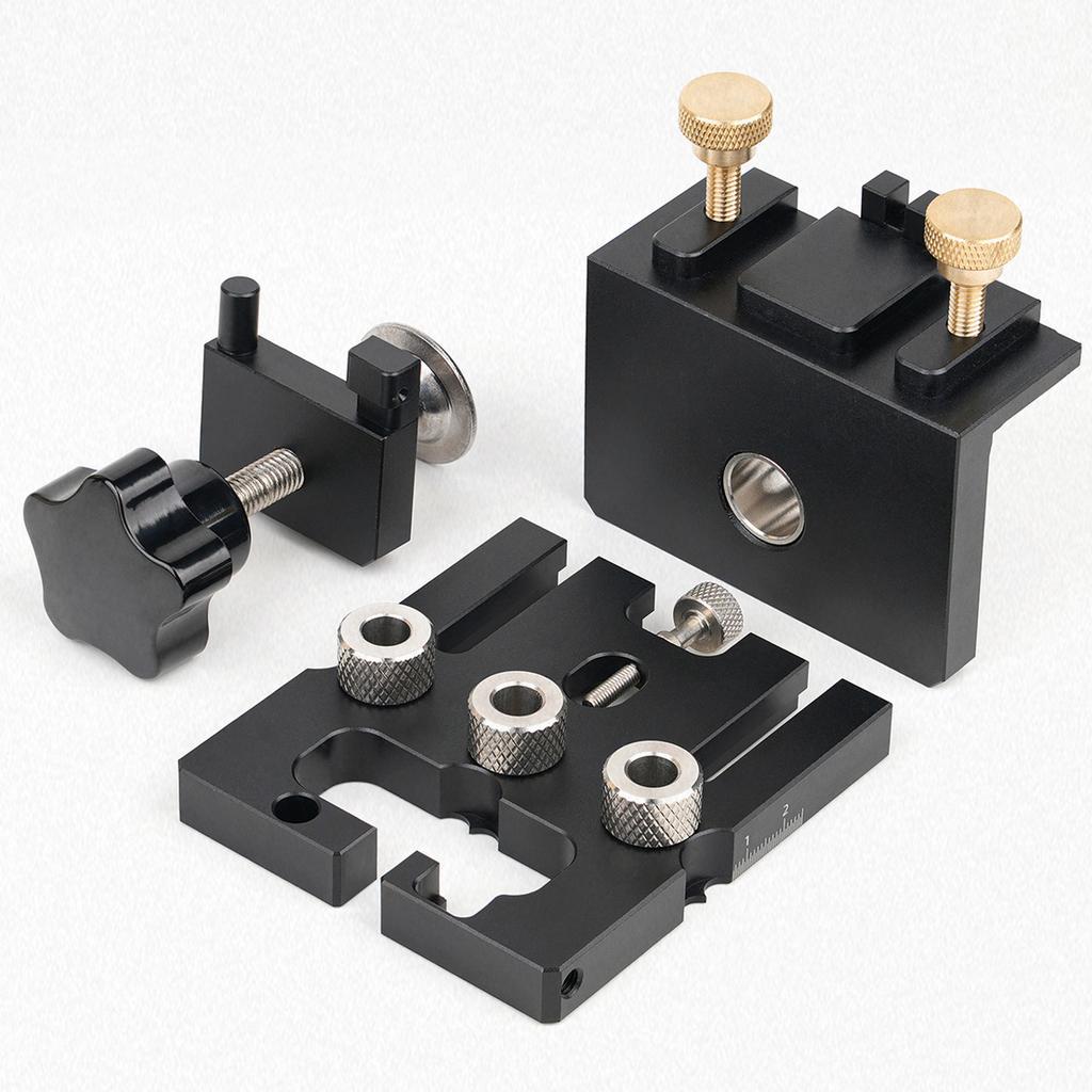 Combinatorial 3-in-1 Self-Centering Dowel Jig Kit W/ 6/8/10/12mm Drill Guide, Precise Dowel Hole Locator Woodworking Joint Tool