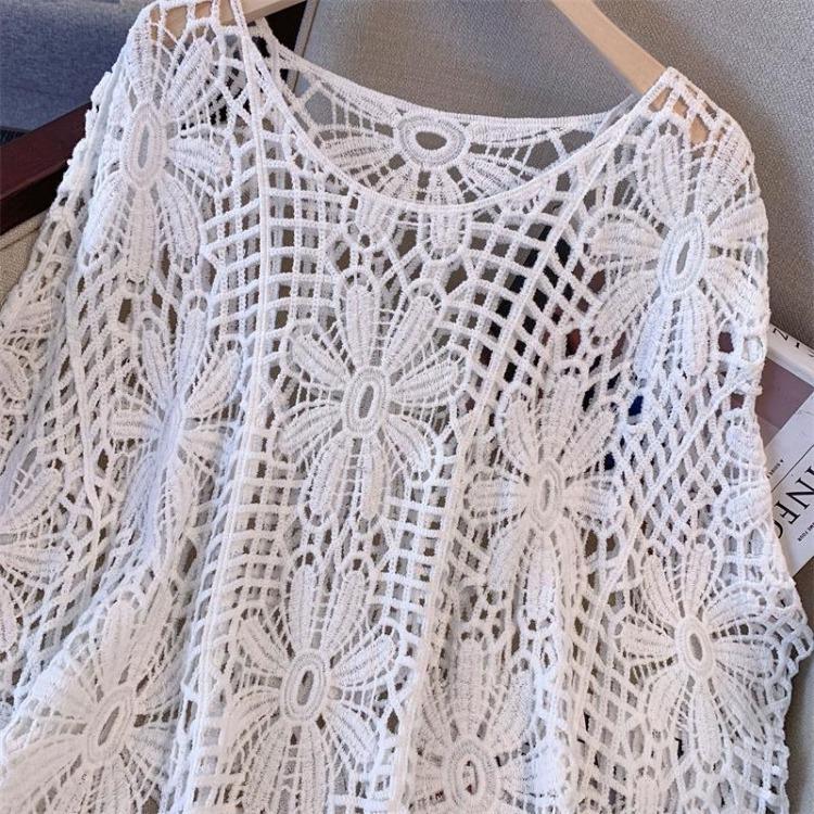 2024 New Summer Women Lace Fashion Tops Sleeveless Casual Loose Tees Basic Bat T-Shirt by Dimanaf