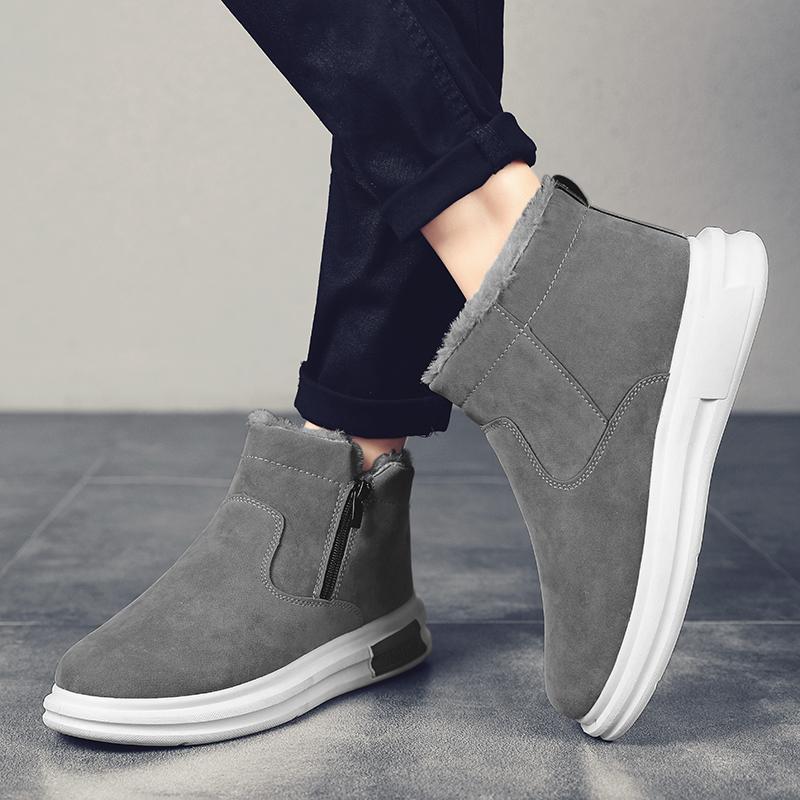 Winter Warm Plush Men Snow Boots Suede Boots Soft Soles Ankle Boots Non-Slip Men Winter Shoes Platform Short Boots Causal Shoes