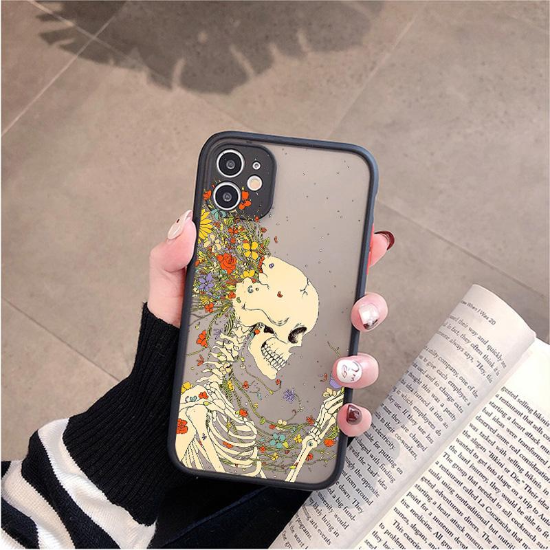 

Fashin Skeleton Skull Butterfly Flowers Pattern Phone Case For iPhone 16 15 XR X XS 14 11 12 13 Pro MAX 7 8 Plus SE2 Back Covers iphone 16