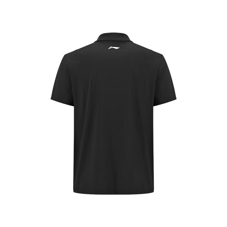 Li Ning Tischtennis Serie Bedrucktes Lässiges Vielseitiges Bequemes Kurzarm Poloshirt Unisex Poloshirts Schwarz APLV545-1