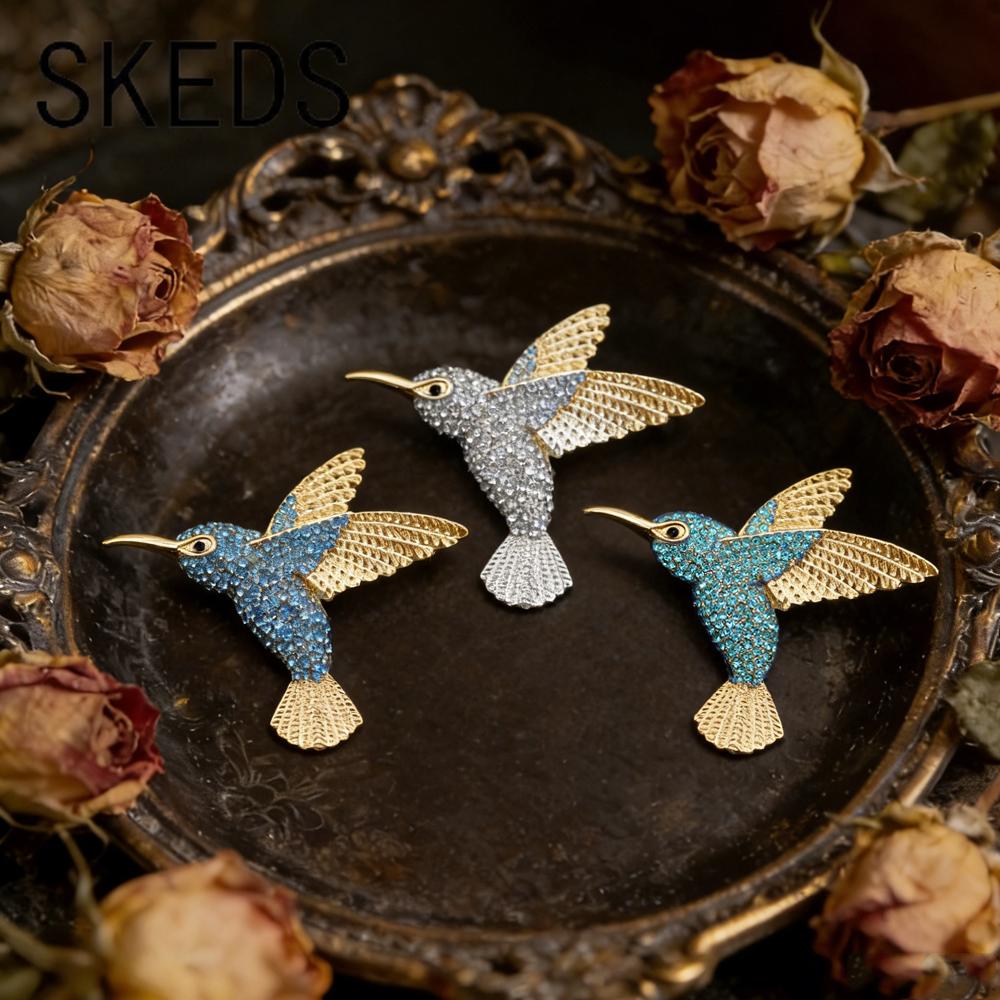 SKEDS Vintage Süße Kolibri Brosche Damen Corsage Mantel Pin Luxus Schmuck für Damen Hochzeitsfeier Accessoires Gutes Geschenk
