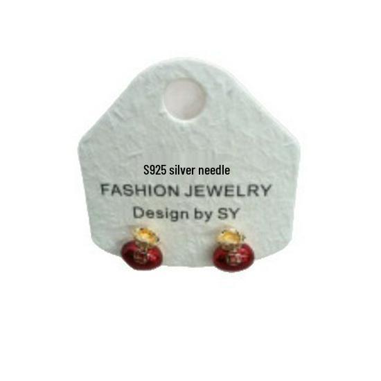 18k Gold Plated Zircon Lucky Bag Earrings - Chinese Style Retro with Light Luxury Look