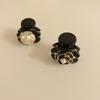 Small Size Black Rose Flower Hair Claw Elegant Temperament Camellia Hair Clip Princess Side Clip Women Girls Bangs Clip Hairpin