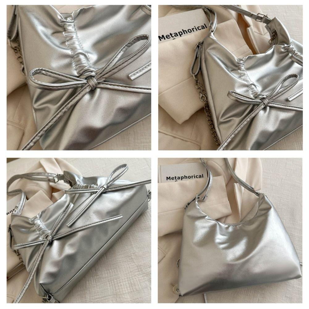 Reißverschluss Bowknot Schultertasche PU Leder Mädchen Umhängetasche Tragbare Bow Tote Bag Shopping