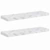 Wall Mounted Shelf Set 2 Pcs White Marble Finish 80 X 23.5 X 4 Cm Particleboard