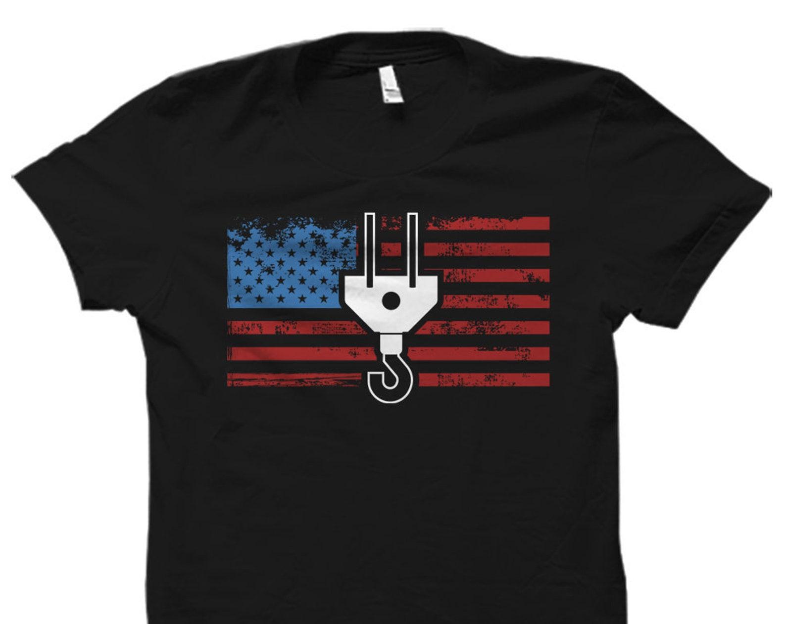 Crane Operator Gift Crane Operator Shirt Gift for Crane Operator T-Shirt Crane Gift Crane Shirt for Crane Operator American Flag #OS1458 M