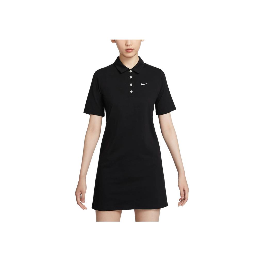 Nike Solid Color Casual Comfortable Short Sleeve Dress Women dresses Black White HJ8149-010