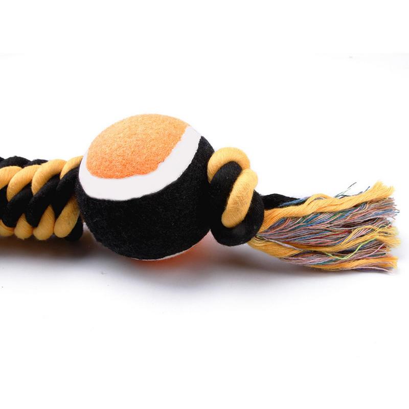 Dog Rope Toys Bite-Resistant Puppy Teething Toys With Double Tennis Balls Heavy Duty Cotton Rope Portable Pet Accessories For