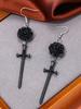 1 Pair Thorn Rose Long Sword Earrings, Gothic Dark Wind Earrings, Suitable for Daily Wear